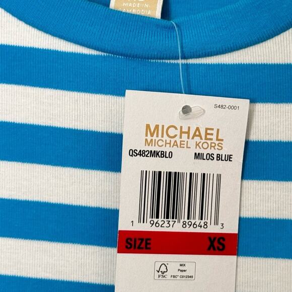 Michael Kors Women's Short Sleeve Blue & White Stripe Dress  Sz XS - Picture 8 of 12